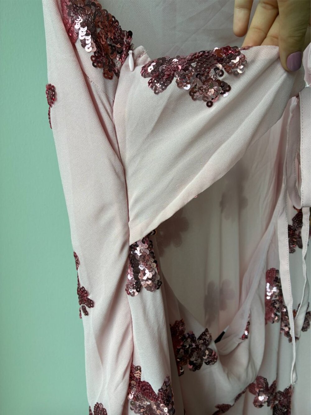 Peppermayo NWT Sweet Escape Sequin Strapless Maxi Dress in Baby Pink- Size US 18 - Picture 12 of 16